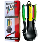 6 Piece Kitchen Multicolored Utensil Set With Rotating Stand. Fixed Price $10.00.