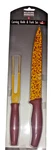 Kuhn Rikon Colori Carving Knife & Fork Set 2-PC Floral Design Burgundy/yellow. Fixed Price $26.95.