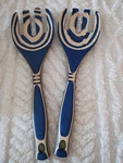 Beautiful Set Island Bamboo Pakkawood Salad & Pasta Servers Sm Defect Look Pic. Fixed Price $13.99.