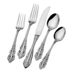 New Wallace Antique Baroque 5-PIECE Stainless Steel Flatware Place Setting Each. Fixed Price $49.99.