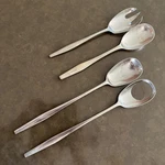 4 Dansk Variation Serving Fork Spoon Spork Set Satin Denmark + Japan Mcm. Fixed Price $90.00.
