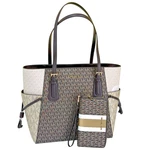 Michael Kors Voyager Large Tote Mk Logo Signature Bag + Wallet Set Brown Multi. Fixed Price $179.85.