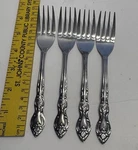 4 Forks Salad Vtg Imperial Stainless Steel Flatware Japan Floral Rose Flower. Fixed Price $11.99.