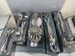 International Co Silverplate Serving Set 5PC Cake Server Ladle Tongs. Fixed Price $32.46.