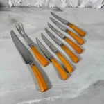 Westfield Stainless Carving Knife Fork 6 Steak Knives Set Butterscotch Bakelite. Fixed Price $79.99.