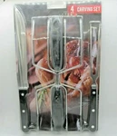 4 Piece Meat Carving Set 6" Fork 8" Stainless Steel Knife And 6-1/2" Lifters. Fixed Price $14.58.