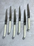 Jean Dubost Laguiole Steak Knives - Set Of 6 Serrated Stainless Steal Kitchen. Fixed Price $43.50.