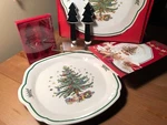 Nikko 10" Christmas Holiday Serving Tray Japan+crate Barrel Tree Spreaders Gift. Fixed Price $35.00.
