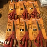 Fiskars 8" Left-hand Scissors, 3-3/10" Cut, Red (FSK1945001001) 6 Pair. Fixed Price $59.99.