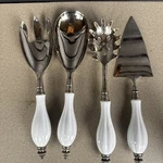 Godinger Silver-plated Serving Set With White Porcelain Handles. Beautiful 4 Pc. Fixed Price $18.79.