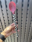 Mackenzie-childs Enamel Courtly Check Large Red Slotted Spoon 13" Long. Fixed Price $29.99.