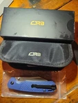 Cjrb Pyrite Light Folding Knife 3.38" AR-RPM9 Steel Blade Blue Frn Handle 1945BU. Fixed Price $22.00.