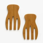 4564, Natural Bamboo Salad Hands Set Of 2 Wooden Servers With Thumb Grip. Fixed Price $15.28.