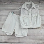 Vintage Opal Lorraine Wardy Jean Shorts And Vest Set Womens 28 Medium White. Fixed Price $39.52.