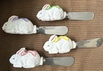 Boston Warehouse Easter Bunny Cheese Dip Spreaders 4 Knife Knives Rabbit Euc. Fixed Price $14.99.