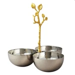 Elegance Golden Vine Hammered Triple Bowl, Silver/gold. Fixed Price $48.52.