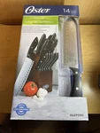 Oster Huxford 14-PIECE Stainless Steel Cutlery Set Rubber Wood Block. Fixed Price $45.99.