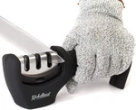 Kitchellence 3-STAGE Knife Sharpener With Glove 4-IN-1 System, Black. Fixed Price $21.49.