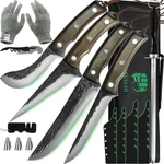 Fullhi 11PC Butcher Knife Set Hand Forged Boning W/ Sheath Kitchen Tool. Fixed Price $75.75.