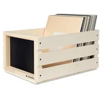 Navaris Record Crate - Vinyl Album Storage Holder Box Wooden Case With Chal. Fixed Price $37.09.