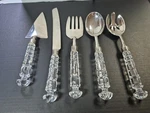 Godinger Shannon Crystal Serving Set - Elegant Silverware & Acrylic Handles.. Fixed Price $29.99.