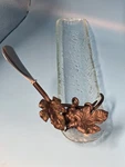 Grapevine Cheese Spreader Knife & Glass Dish Set Rustic Vineyard Leaf Handle.... Fixed Price $12.00.