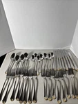 Wallace Regis Gold Service For 8- 48PC 18/10 Stainless Flatware Set Euc. Fixed Price $119.99.