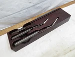 Set Cutco Utensils Wood Handle Carving Fork Icing Spatula With Holder 36 37 38. Fixed Price $69.99.