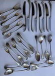 Lot Of (28) Vtg Dansk Torun Silverplate Japan Patina Finish Mcm Fork Spoon Knife. Fixed Price $149.99.