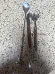 3 Pieces Sheffield Cheese Knife & Sardine Fork Plus Stainless Drink Stirrer. Fixed Price $15.00.