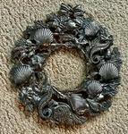 Vtg Godinger Silver-plate Nautical Ocean Life Seahorse Hanging Wreath Trivet 9". Fixed Price $25.00.