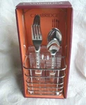 New Cambridge Delia Mirror Flatware 16 Pcs With Caddy Fork Spoon Knife. Fixed Price $19.99.