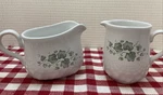 Vintage Corelle Callaway Green Ivy Swirl Pair 1 Gravy Boat & Cream Pitcher. Fixed Price $16.00.