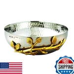 Elegance Golden Vine Hammered Stainless Steel Salad Bowl, 6.5-INCH, Silver/gold. Fixed Price $56.03.