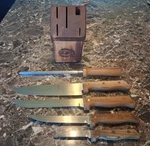 Carvel Hall Butcher Block 5 Knives Sharpener Slicer Chef Utility Parer. Fixed Price $49.99.