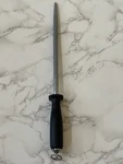 Wusthof Dreizack Hartverchromt Knife Sharpener 9" Rod Black Hone Round Hanger. Fixed Price $12.99.