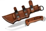 Horizontal Carry Knife, Handmade Bushcraft With Rosewood Handle & Leather. Fixed Price $58.47.