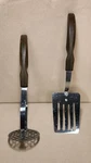 Vintage Cutco No 16 Slotted Spatula & 14 Potato Masher Dark Brown Handles. Fixed Price $24.99.