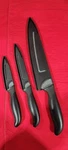 Sharper Image Black Knife Set Of 3 W/sheaths. Fixed Price $25.95.