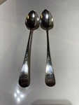 Pair Of Antique English Sterling Silver Dressing Spoons. Fixed Price $599.00.