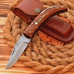 Handcraft Artisan Damascus Pocket Knife -hand Forge Folding Sharp Blade 2721. Fixed Price $27.99.