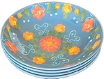 Four (4) Laurie Gates California Design Melamine 8.5" Blue Dinner Bowls. Fixed Price $40.00.