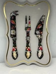 World Market Owl Cheese Knife Set Enamel Floral Handle 3 Pc Charcuterie. Fixed Price $18.99.