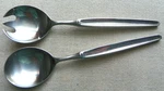 Georg Jensen Cypress Sterling Silver Handle Salad Servers - Stainless Bowls. Fixed Price $174.95.