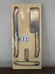 Dubost Laguiole 3PC Cheese Knives/corkscrew Wood Board Made In France New. Fixed Price $21.00.