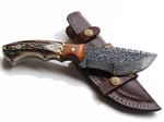 Hunting Knife With Stag Antler Handle Leather Sheath (damascus T.... Fixed Price $303.18.