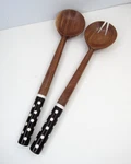 Rare Mackenzie Childs Wooden Salad Serving Spoon Fork Set Dotty Handle Polka. Fixed Price $59.47.