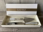 Ralph Lauren Mother Of Pearl Handles Cake Knife & Server Set New. Fixed Price $84.00.