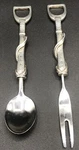 Vtg Vagabond House 2 Pc Pewter Stirrup Pattern Flatware Pickle Fork & Teaspoon. Fixed Price $34.49.