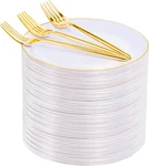 200PCS Gold Plastic Dessert Plates & Forks Elegant Parties. Fixed Price $78.99.